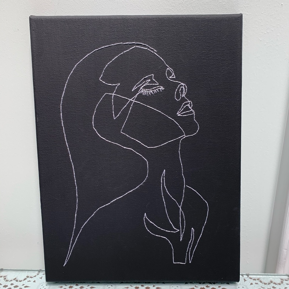 Hot Shower - Embroidered Canvas Wall Art
